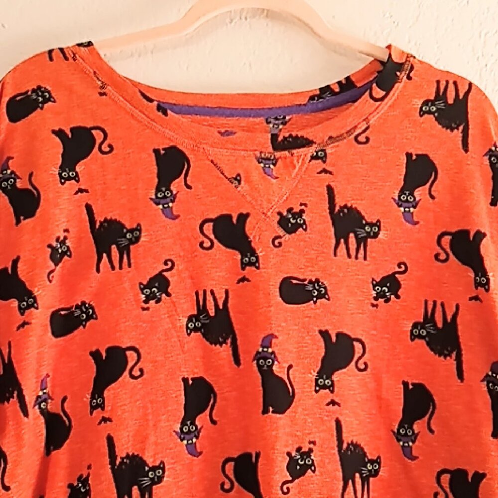 Two Celebrate Halloween Sleep Shirts / MooMoos Size 3XL Spooky Cat & Ghouls